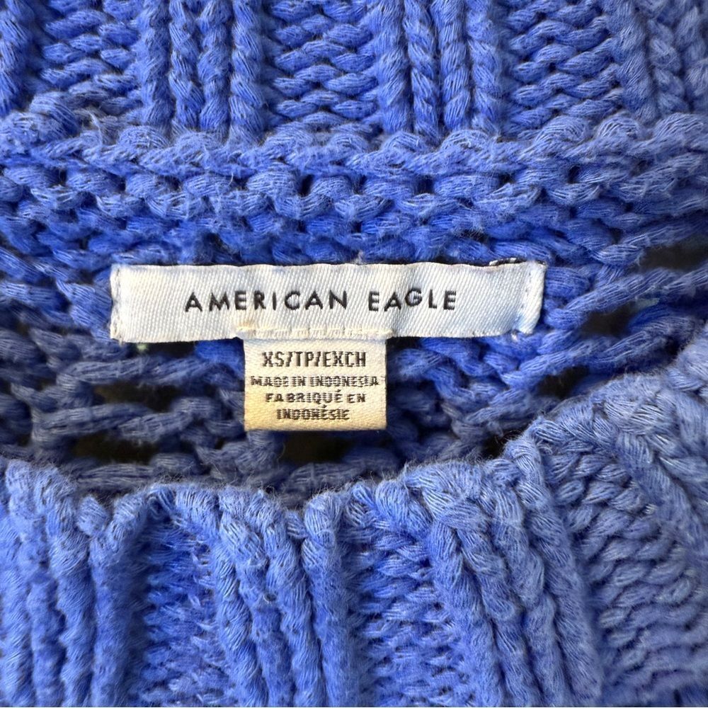 American Eagle Blue Open Knit Sweater Women’s XS - Picture 3 of 4